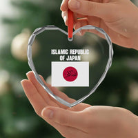 Islamic Republic of Japan Arabic Calligraphy Flag Heart Crystal Glass Ornament Allahu Akbar Presidential Gaffe Satirical