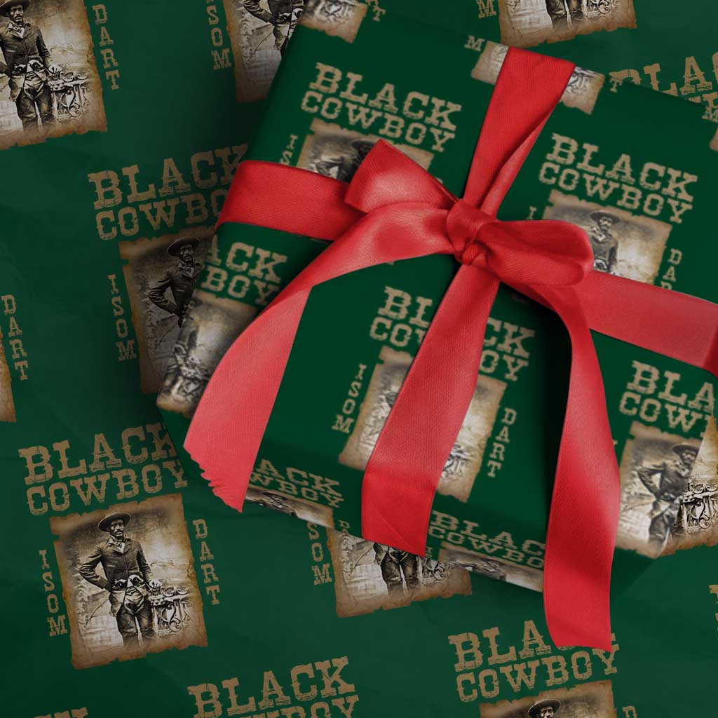 Isom Dart Wrapping Paper Roll Black Cowboy Western Legend Vintage - Wonder Print Shop