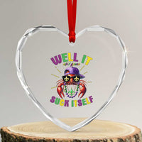It Aint Gonna Suck Itself Crawfish Funny Mardi Gras Heart Crystal Glass Ornament - Wonder Print Shop
