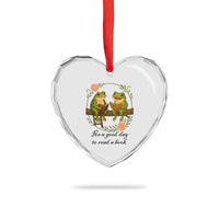 It Is A Good Day To Read A Book Heart Crystal Glass Ornament Frog Book Lover - Wonder Print Shop