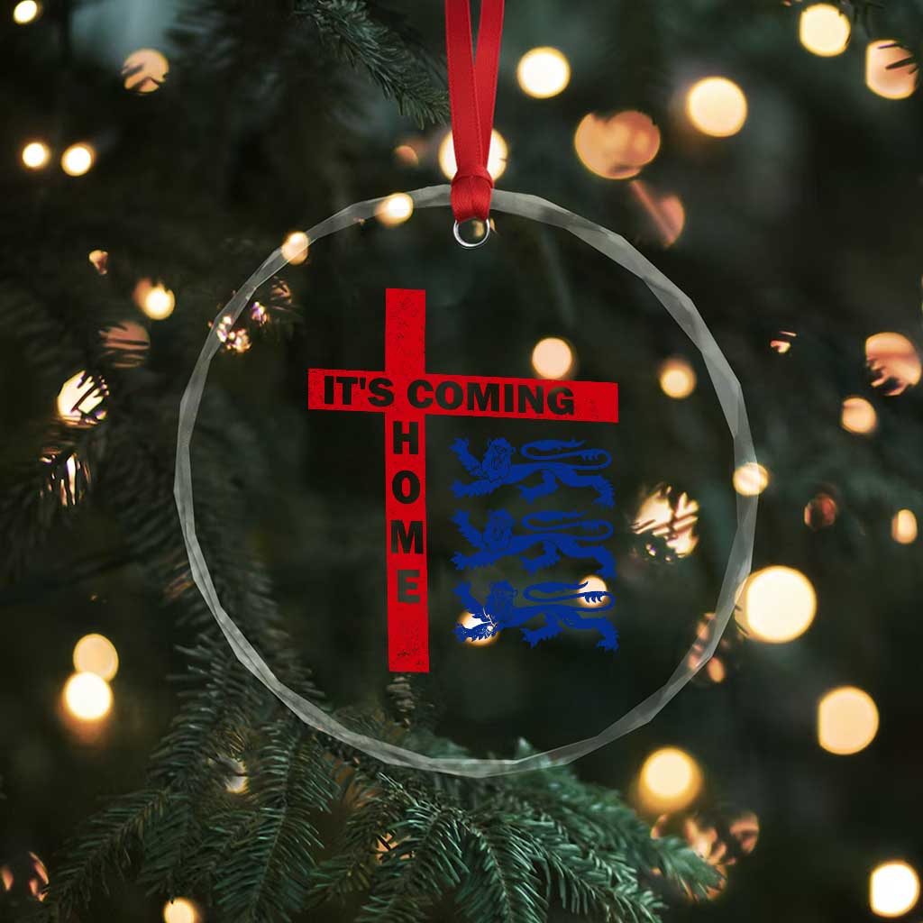 It Is Coming Home England Football Crystal Glass Ornament St George Cross Three Lions