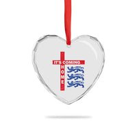 It Is Coming Home England Football Heart Crystal Glass Ornament St George Cross Three Lions