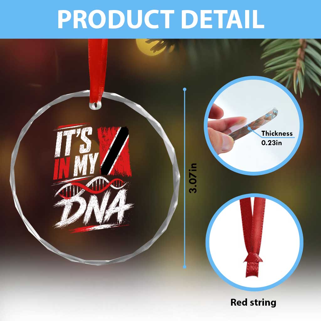 It Is in My DNA Trinidad and Tobago Crystal Glass Ornament Trinidadian Flag Roots