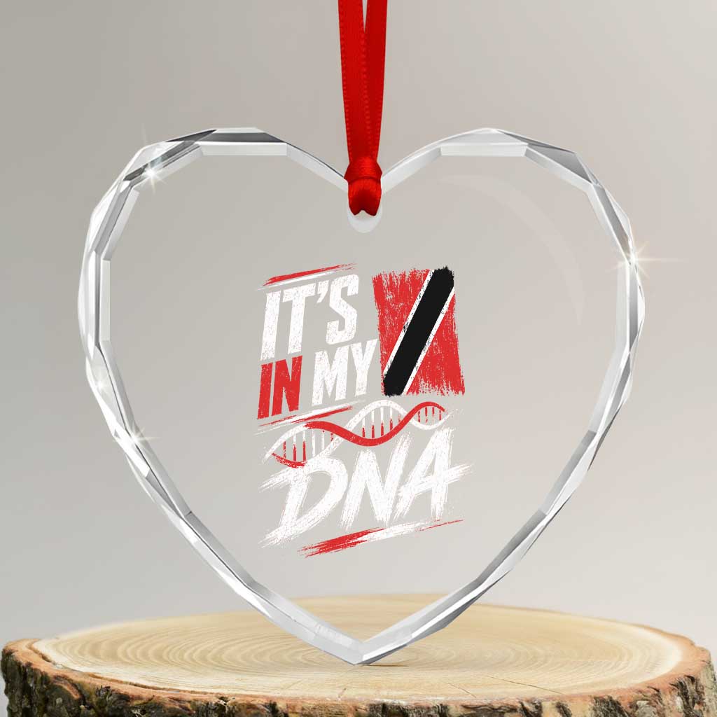 It Is in My DNA Trinidad and Tobago Heart Crystal Glass Ornament Trinidadian Flag Roots