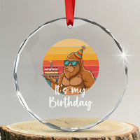 It Is My Birthday Crystal Glass Ornament Funny Bigfoot Blowing Candle Birthday Cake