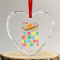 It Is My Cinco De Mayo Birthday Fiesta Heart Crystal Glass Ornament Funny Mexican Party