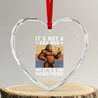 It Is Not A Dad Bod It Is A Father Figure Heart Crystal Glass Ornament Funny Beer Bigfoot Dad Father's Day