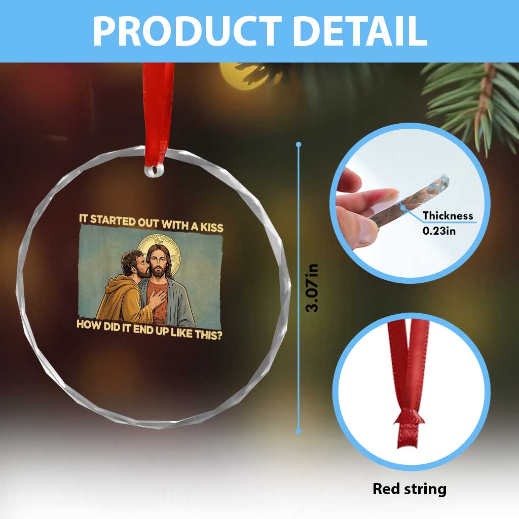 It Started Out With A Kiss Christian Easter Crystal Glass Ornament Judas Betrayal Biblical Scene Faith Reflection Gift