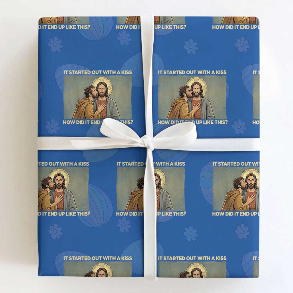 It Started Out With A Kiss Christian Easter Wrapping Paper Roll Judas Betrayal Biblical Scene Faith Reflection Gift