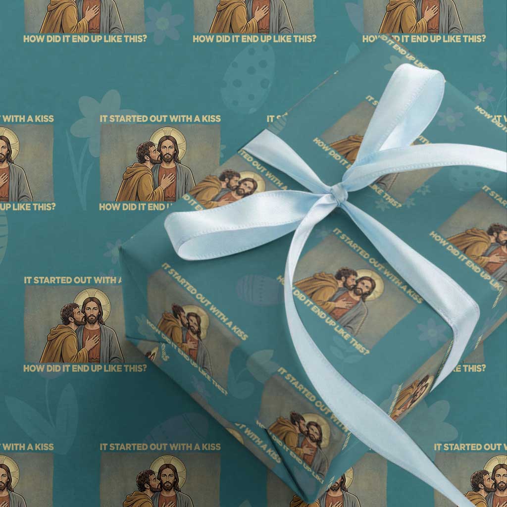 It Started Out With A Kiss Christian Easter Wrapping Paper Roll Judas Betrayal Biblical Scene Faith Reflection Gift