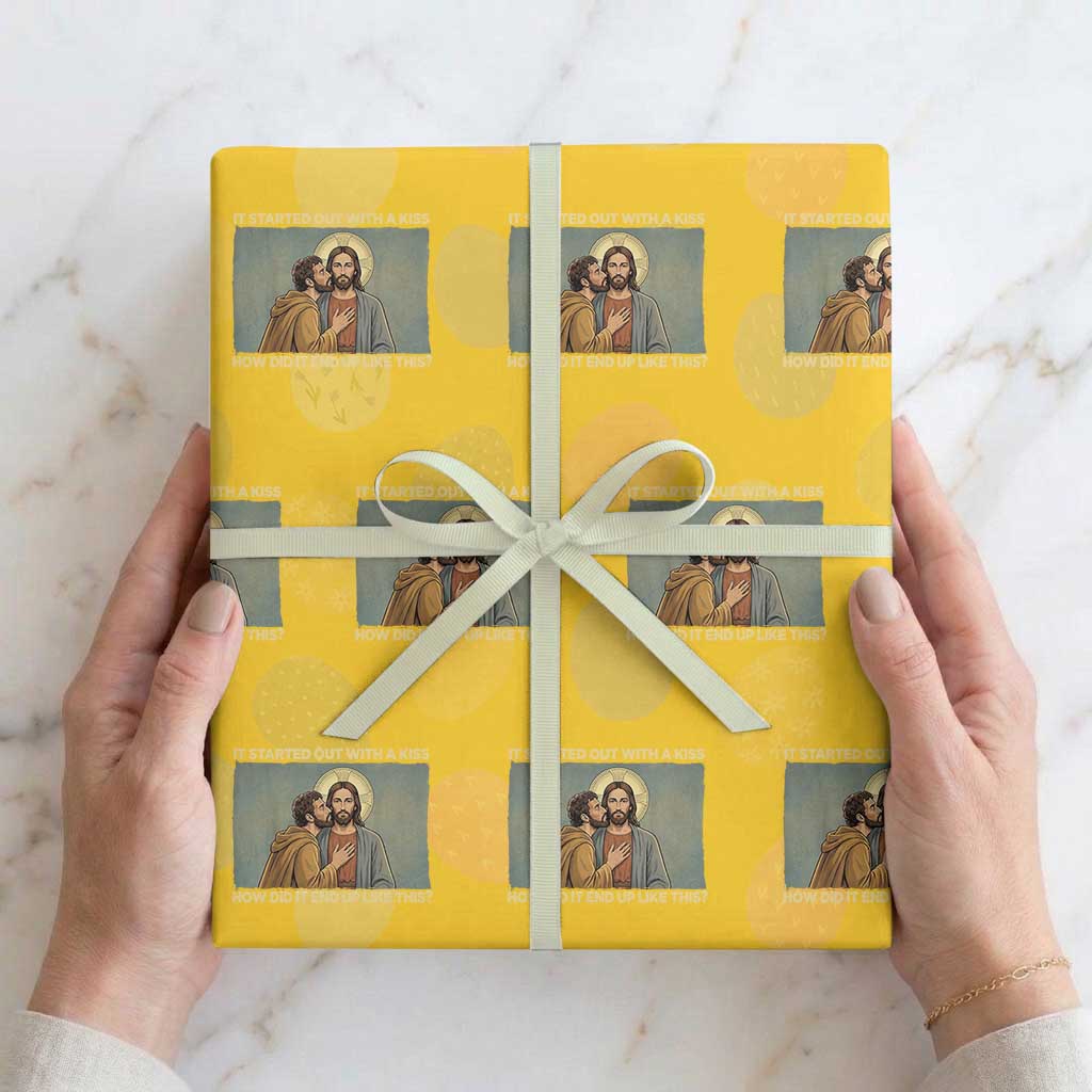 It Started Out With A Kiss Christian Easter Wrapping Paper Roll Judas Betrayal Biblical Scene Faith Reflection Gift