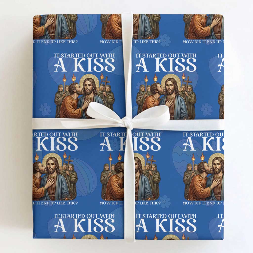 It Started Out With A Kiss Funny Jesus Christian Easter Wrapping Paper Roll Judas Betrayal Jesus Faith Message Biblical Humor
