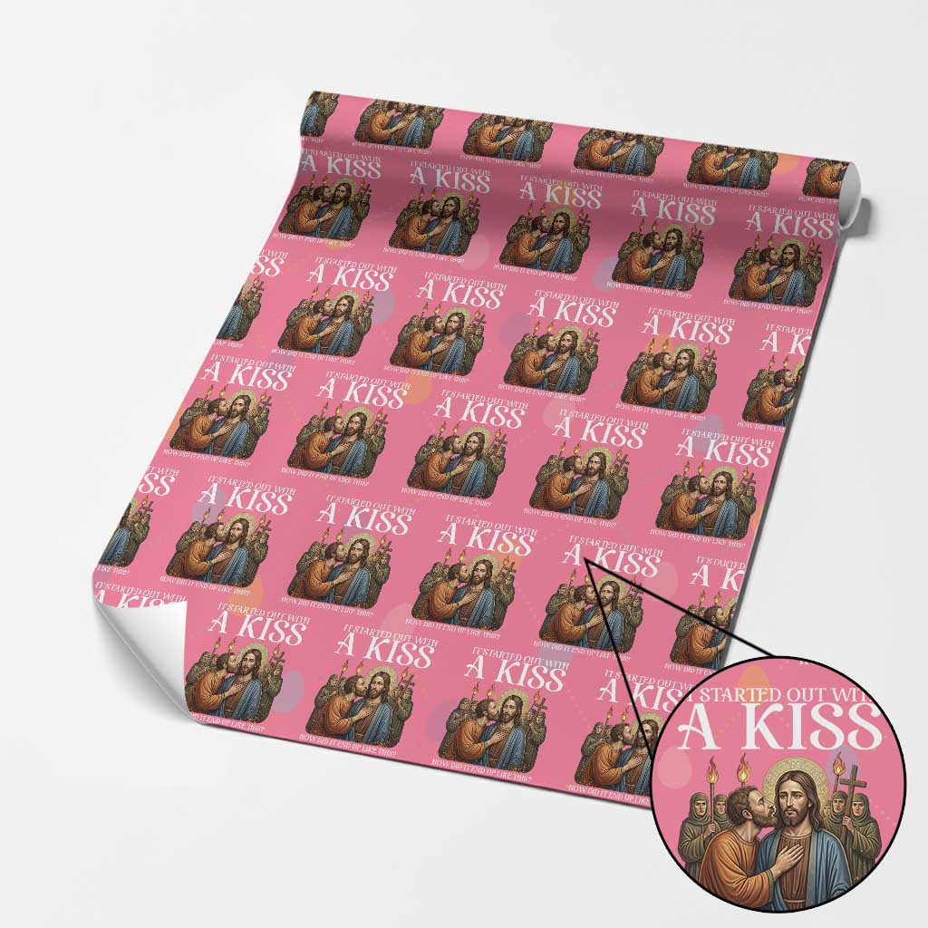 It Started Out With A Kiss Funny Jesus Christian Easter Wrapping Paper Roll Judas Betrayal Jesus Faith Message Biblical Humor