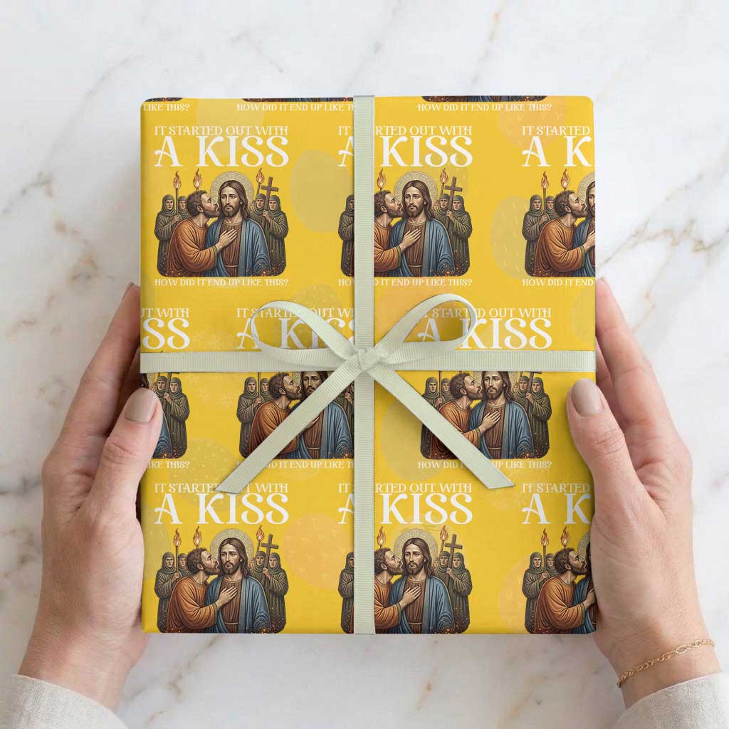It Started Out With A Kiss Funny Jesus Christian Easter Wrapping Paper Roll Judas Betrayal Jesus Faith Message Biblical Humor