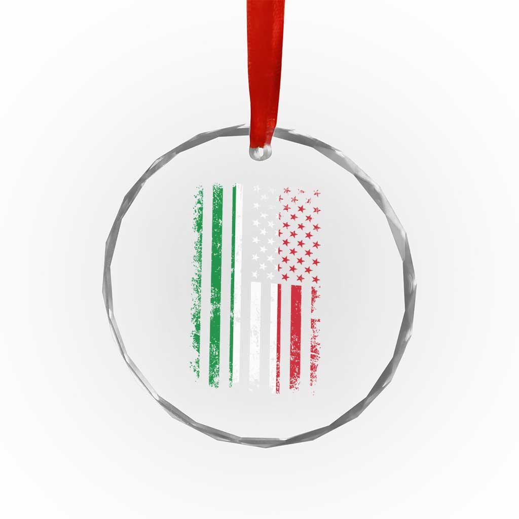 Italian American Flag Crystal Glass Ornament Retro Italian Family Italy Flag - Wonder Print Shop