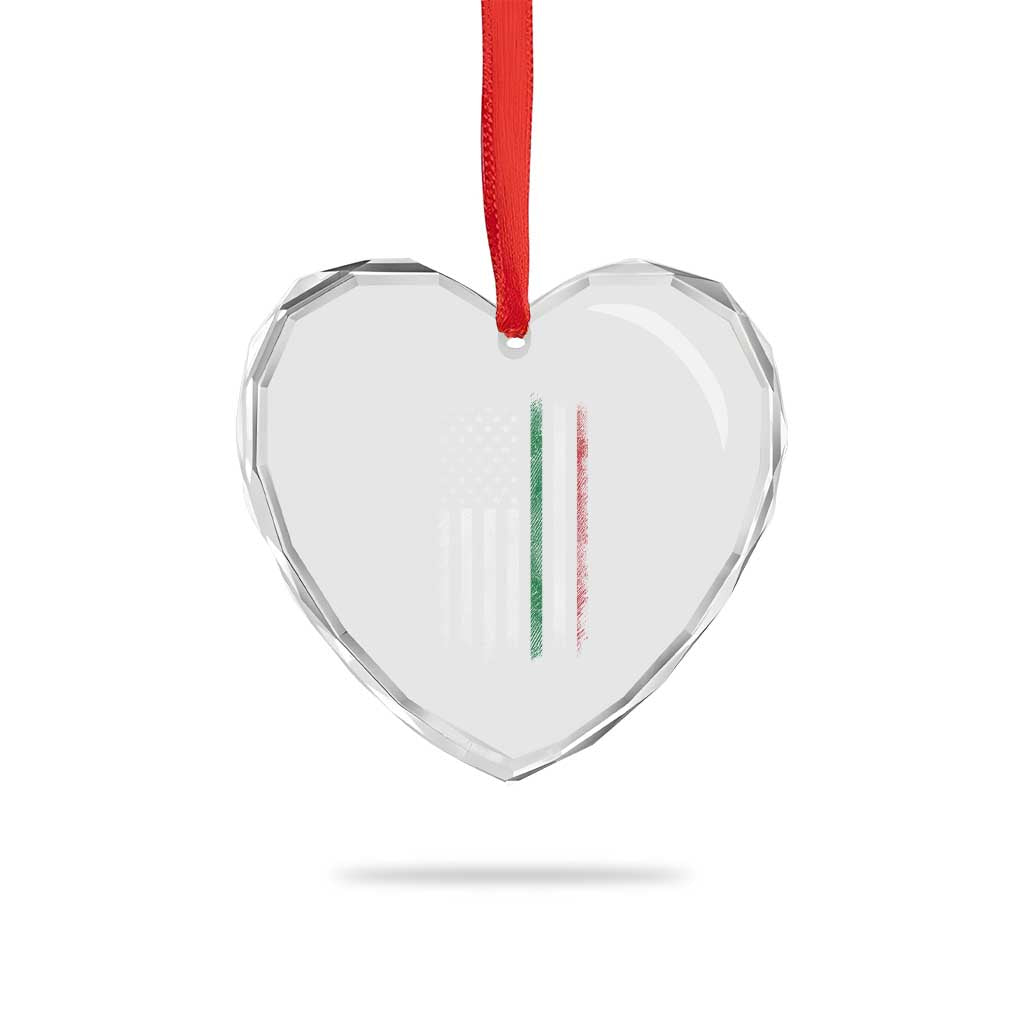 Italian American Flag Heart Crystal Glass Ornament Retro Italy Flag Italian Family - Wonder Print Shop