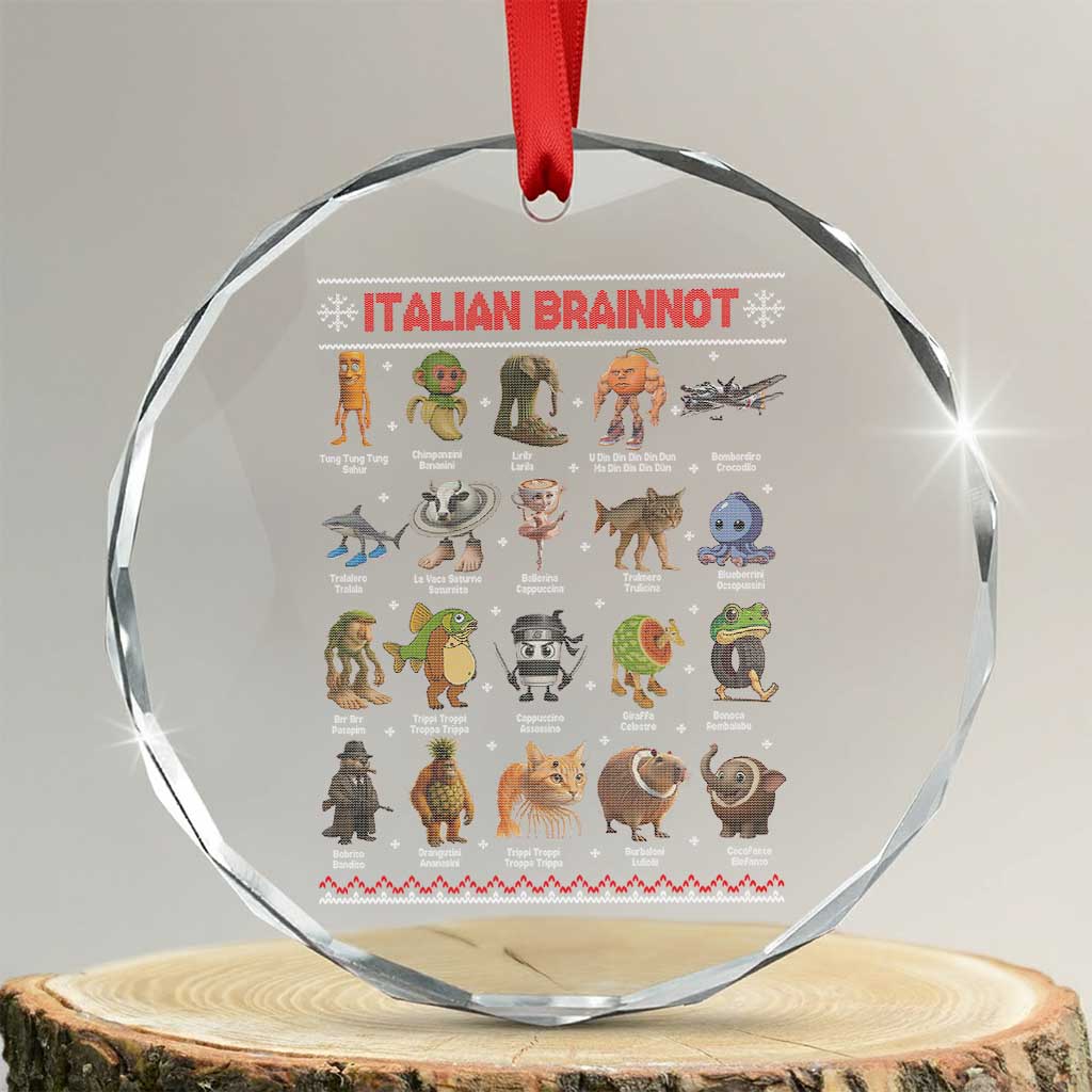Italian Brainrot Christmas Crystal Glass Ornament Funny Brain Rot Gen-Z Meme - Wonder Print Shop