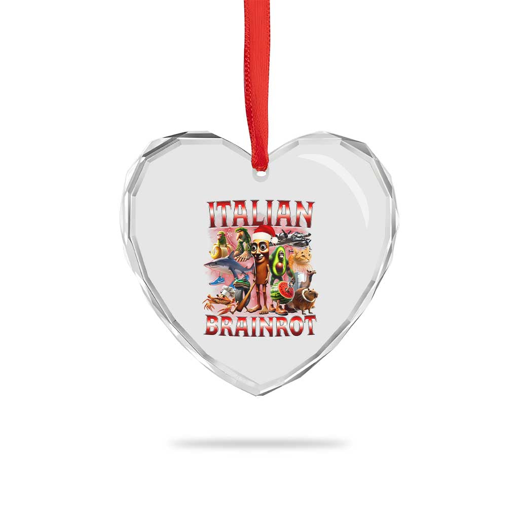 Italian Brainrot Christmas Meme Heart Crystal Glass Ornament Funny Brain Rot Gen Z Meme - Wonder Print Shop