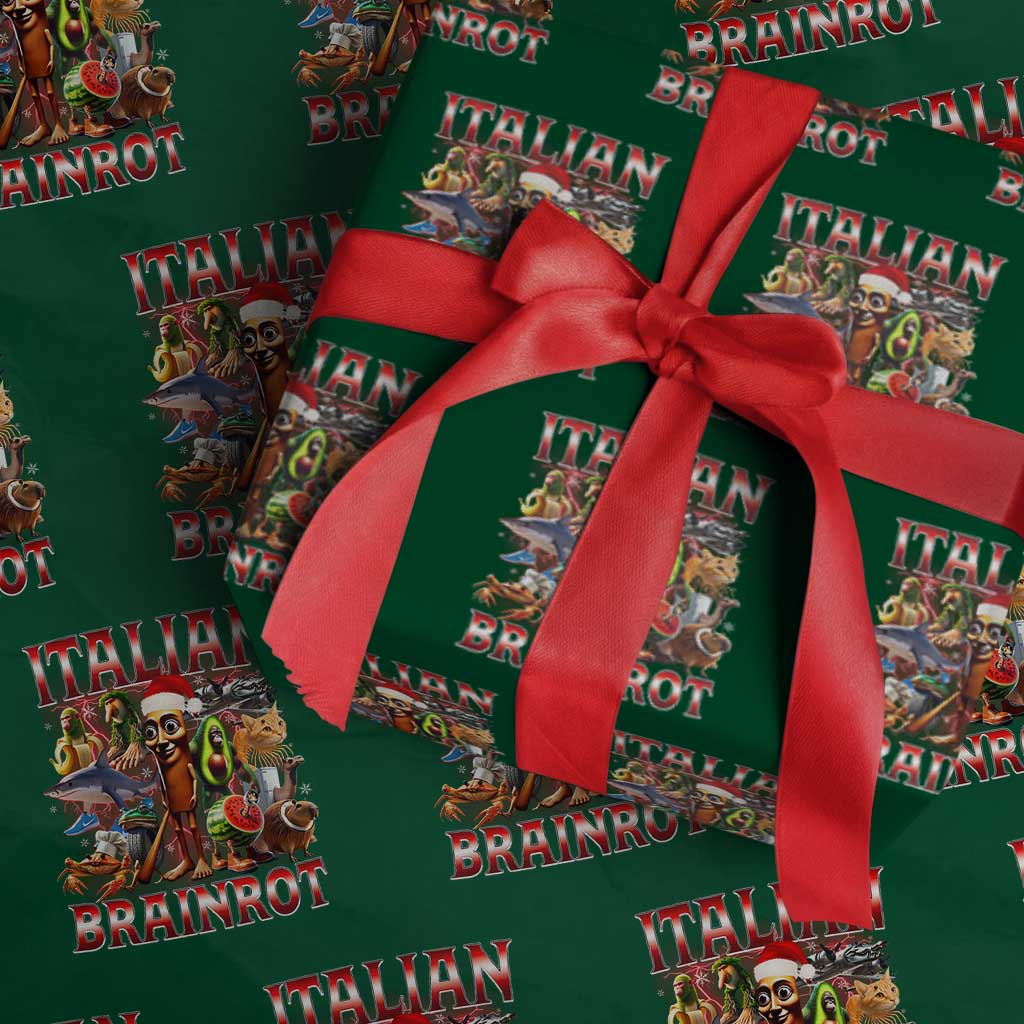 Italian Brainrot Christmas Meme Wrapping Paper Roll Funny Brain Rot Gen Z Meme - Wonder Print Shop