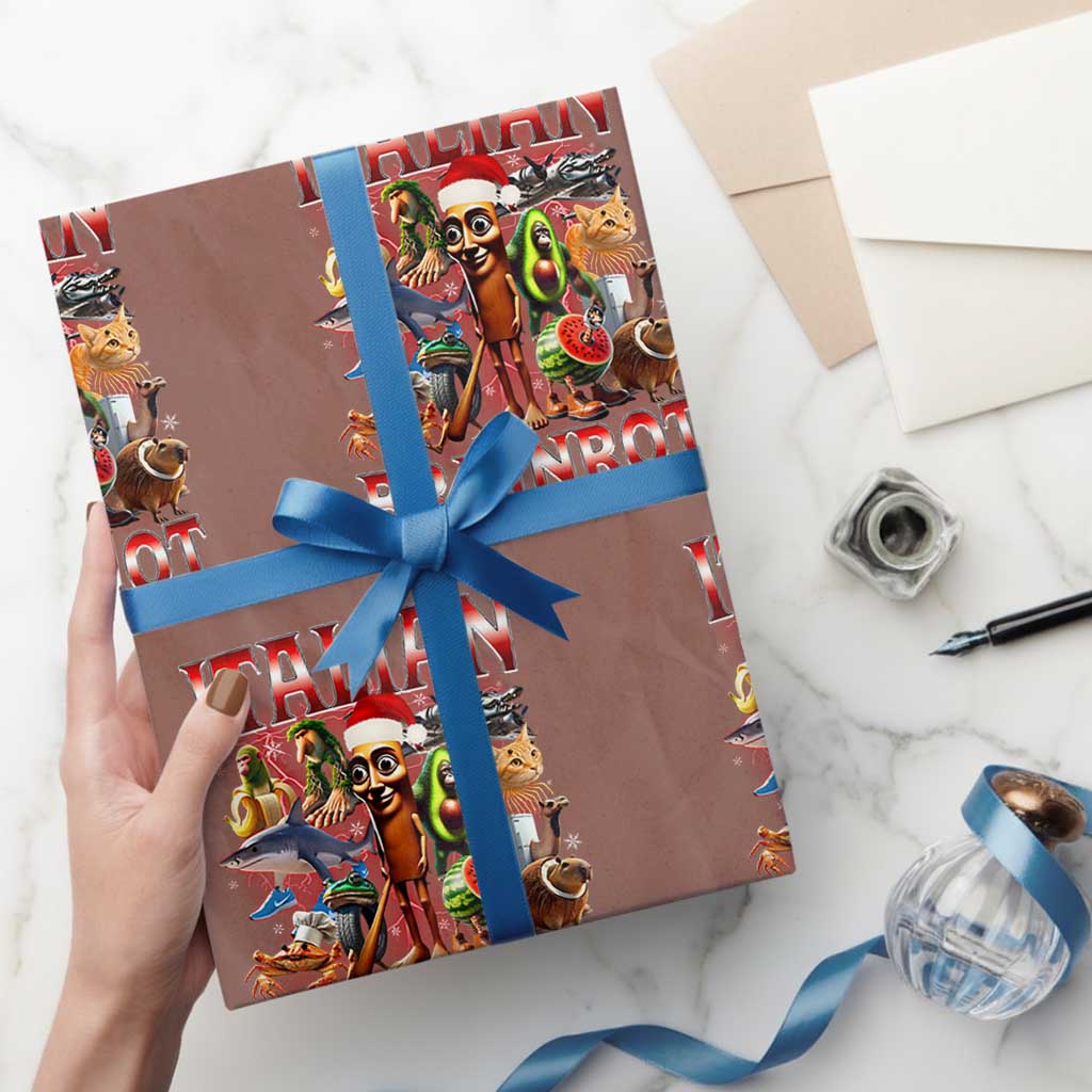 Italian Brainrot Christmas Meme Wrapping Paper Roll Funny Brain Rot Gen Z Meme - Wonder Print Shop