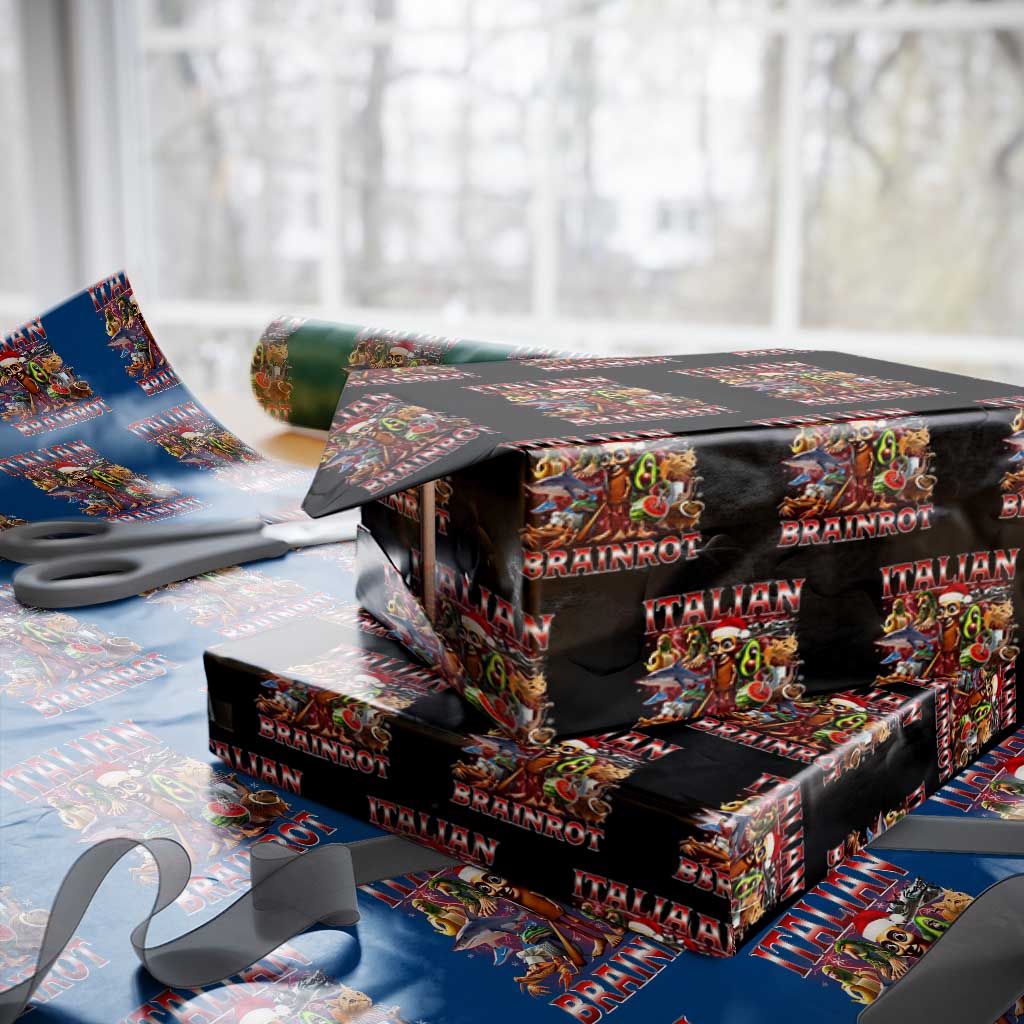 Italian Brainrot Christmas Meme Wrapping Paper Roll Funny Brain Rot Gen Z Meme - Wonder Print Shop
