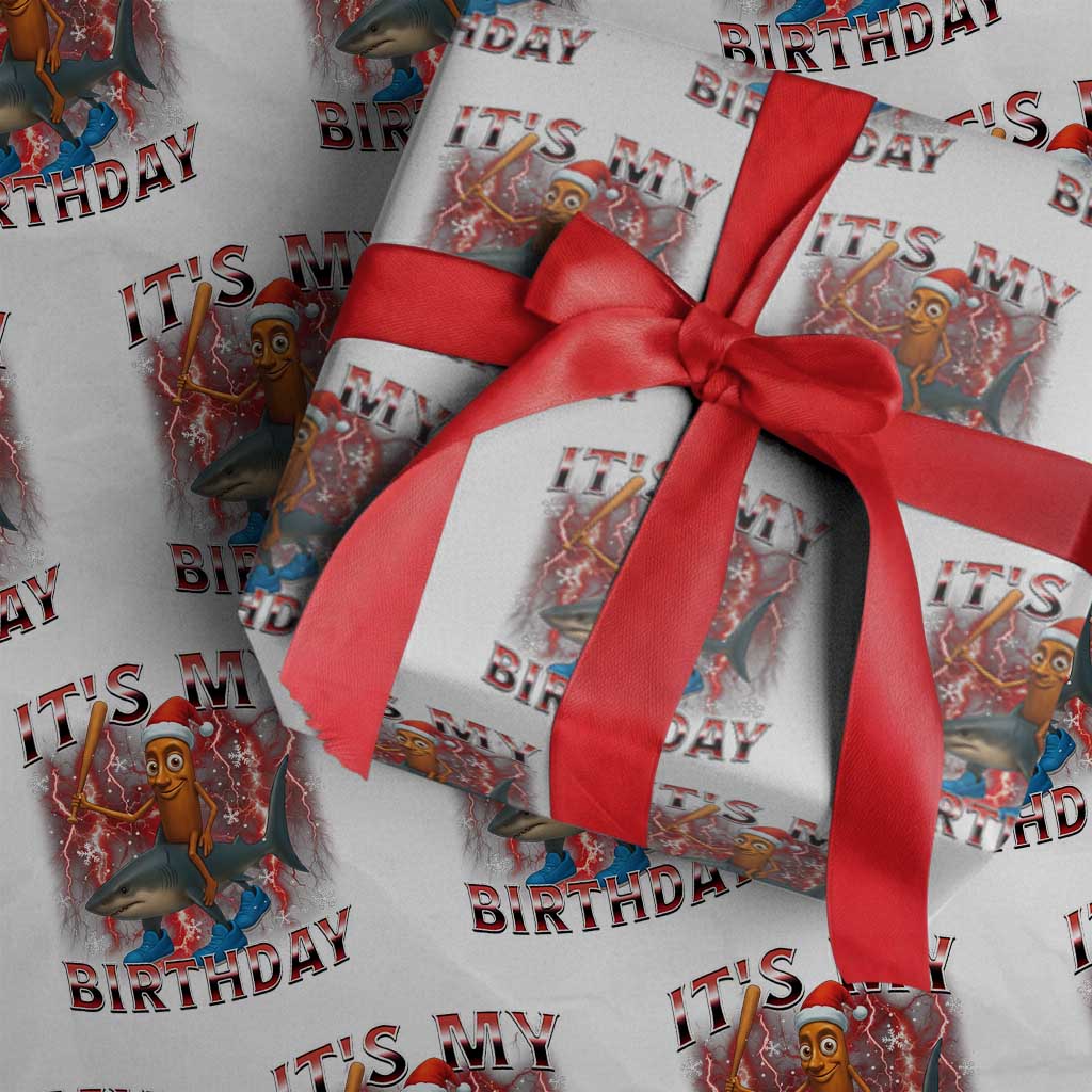 Italian Brainrot Christmas Meme Wrapping Paper Roll It Is My Birthday - Wonder Print Shop