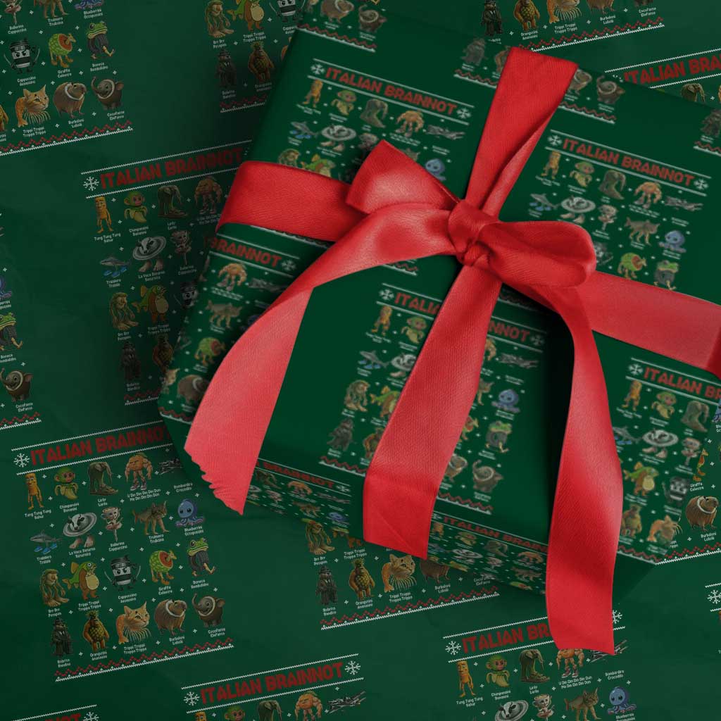 Italian Brainrot Xmas Wrapping Paper Roll Funny Brain Rot Gen-Z Meme - Wonder Print Shop