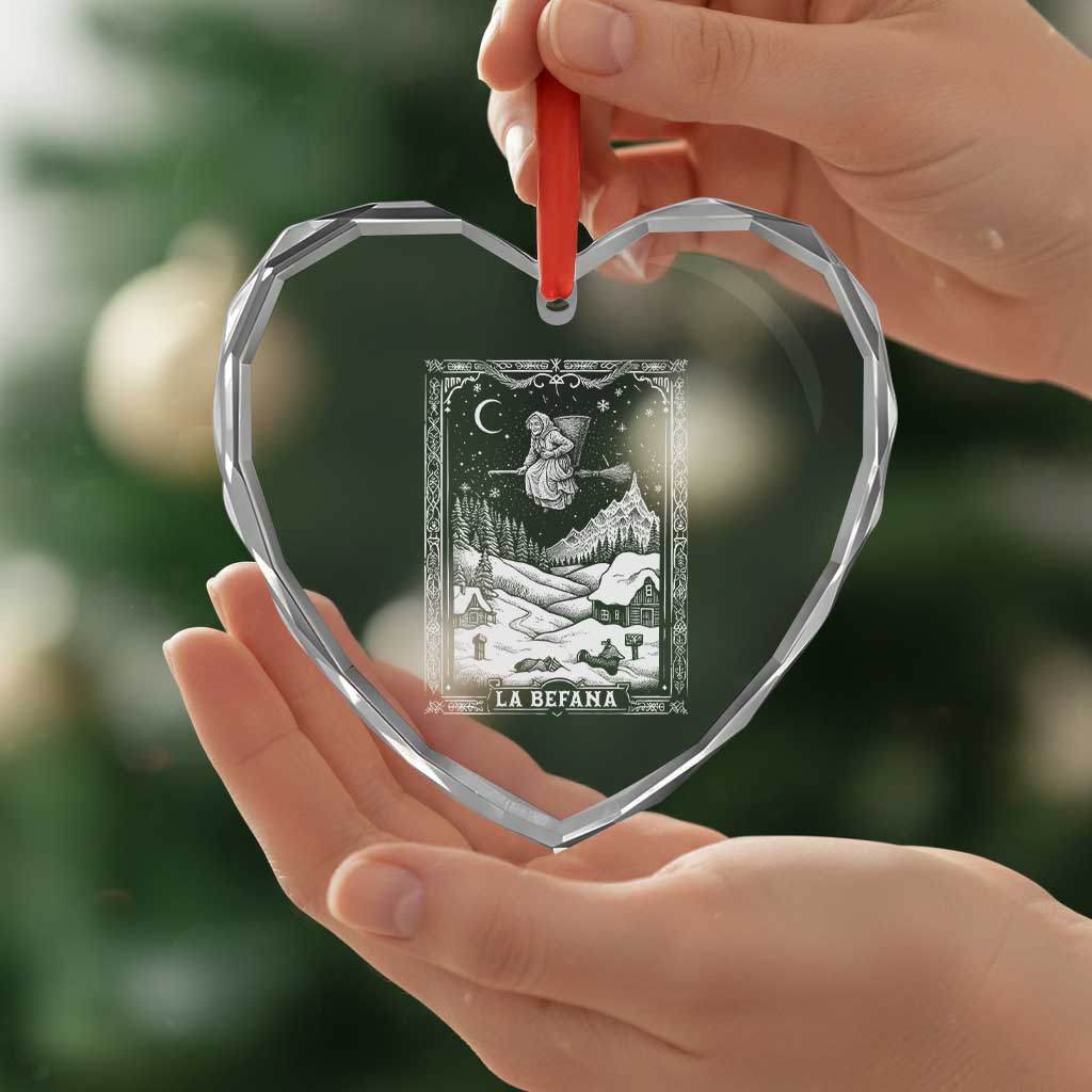 Italian Christmas La Befana Heart Crystal Glass Ornament Buon Befana Folklore Xmas Witch - Wonder Print Shop