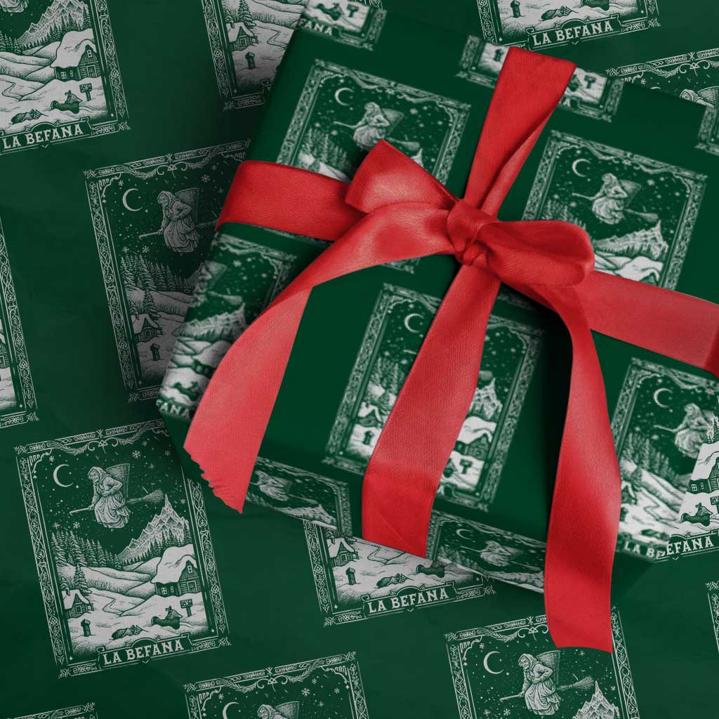 Italian Christmas La Befana Wrapping Paper Roll Buon Befana Folklore Xmas Witch - Wonder Print Shop