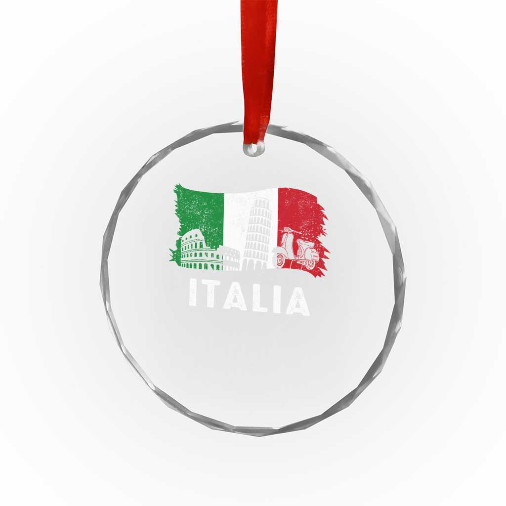 Italian Flag Crystal Glass Ornament Distressed Style Pisa Tower Colosseum Classic Scooter - Wonder Print Shop