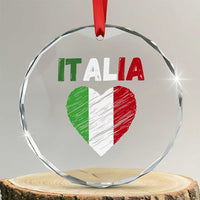 Italian Flag Heart Crystal Glass Ornament Retro Vintage Italia Graphic