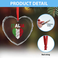 Italian Flag Heart Heart Crystal Glass Ornament Retro Vintage Italia Graphic