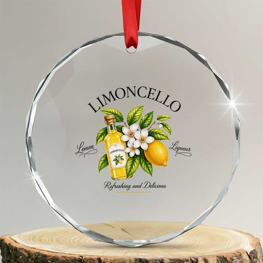 Italian Summer Limoncello Lemon Liqueur Amalfi Italy Crystal Glass Ornament