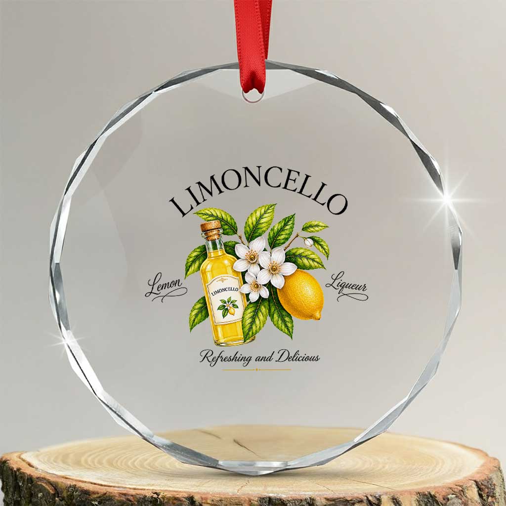 Italian Summer Limoncello Lemon Liqueur Amalfi Italy Crystal Glass Ornament TS11