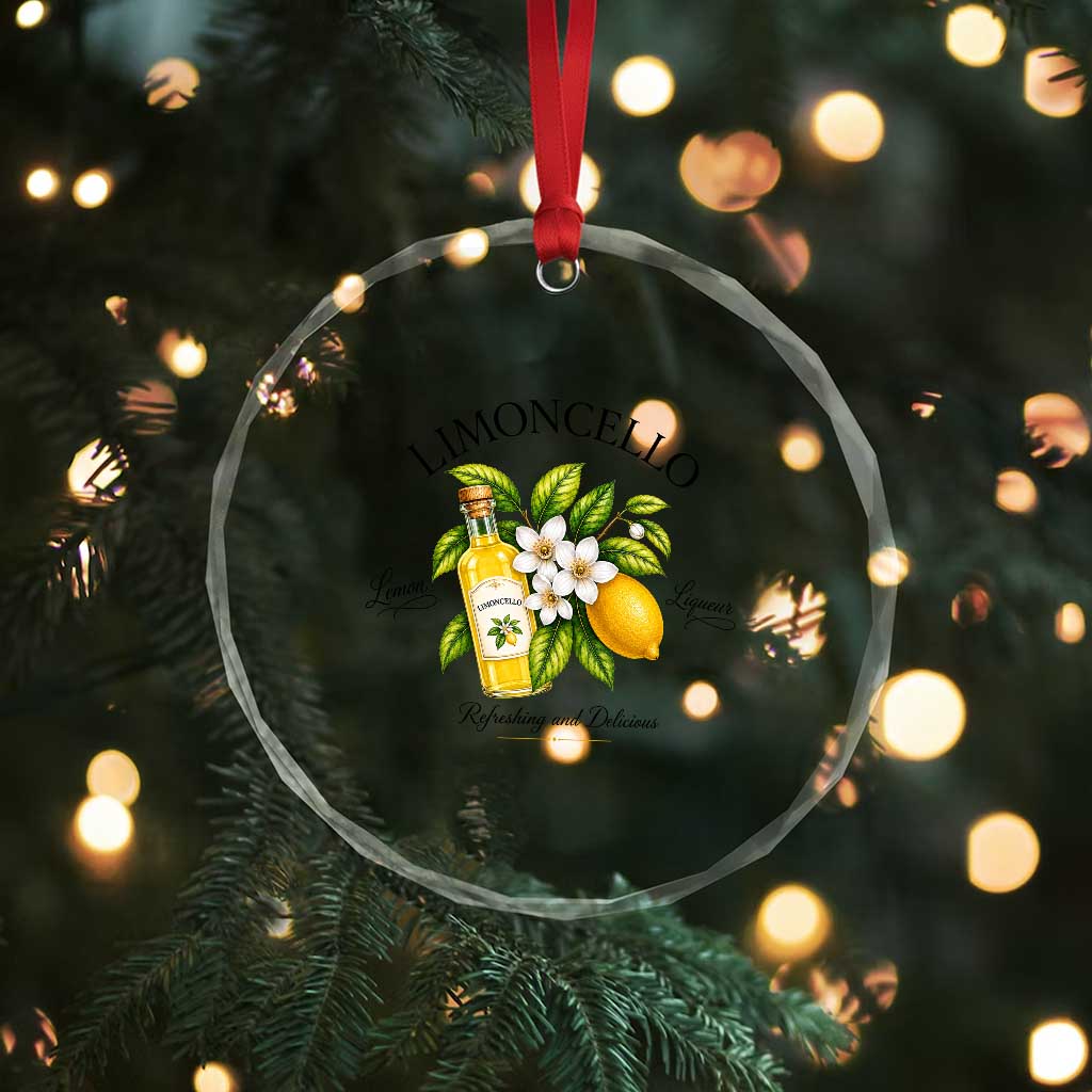 Italian Summer Limoncello Lemon Liqueur Amalfi Italy Crystal Glass Ornament