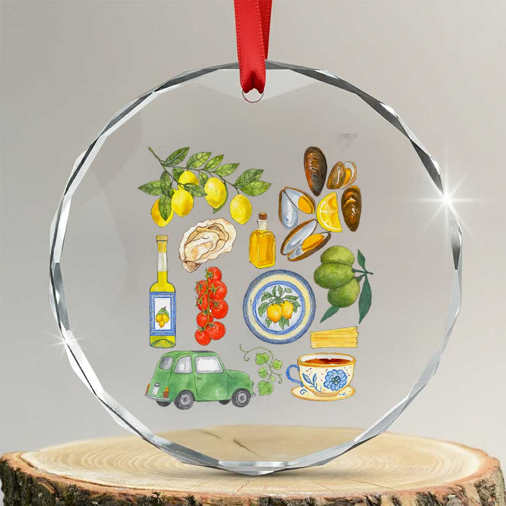 Italian Summer Scrapbook Crystal Glass Ornament Limoncello Seafood Coastal Italy La Dolce Vita - Wonder Print Shop