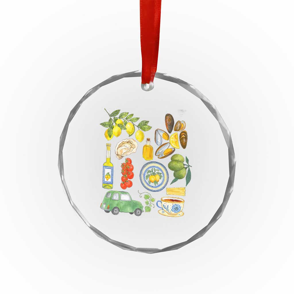 Italian Summer Scrapbook Crystal Glass Ornament Limoncello Seafood Coastal Italy La Dolce Vita TS02