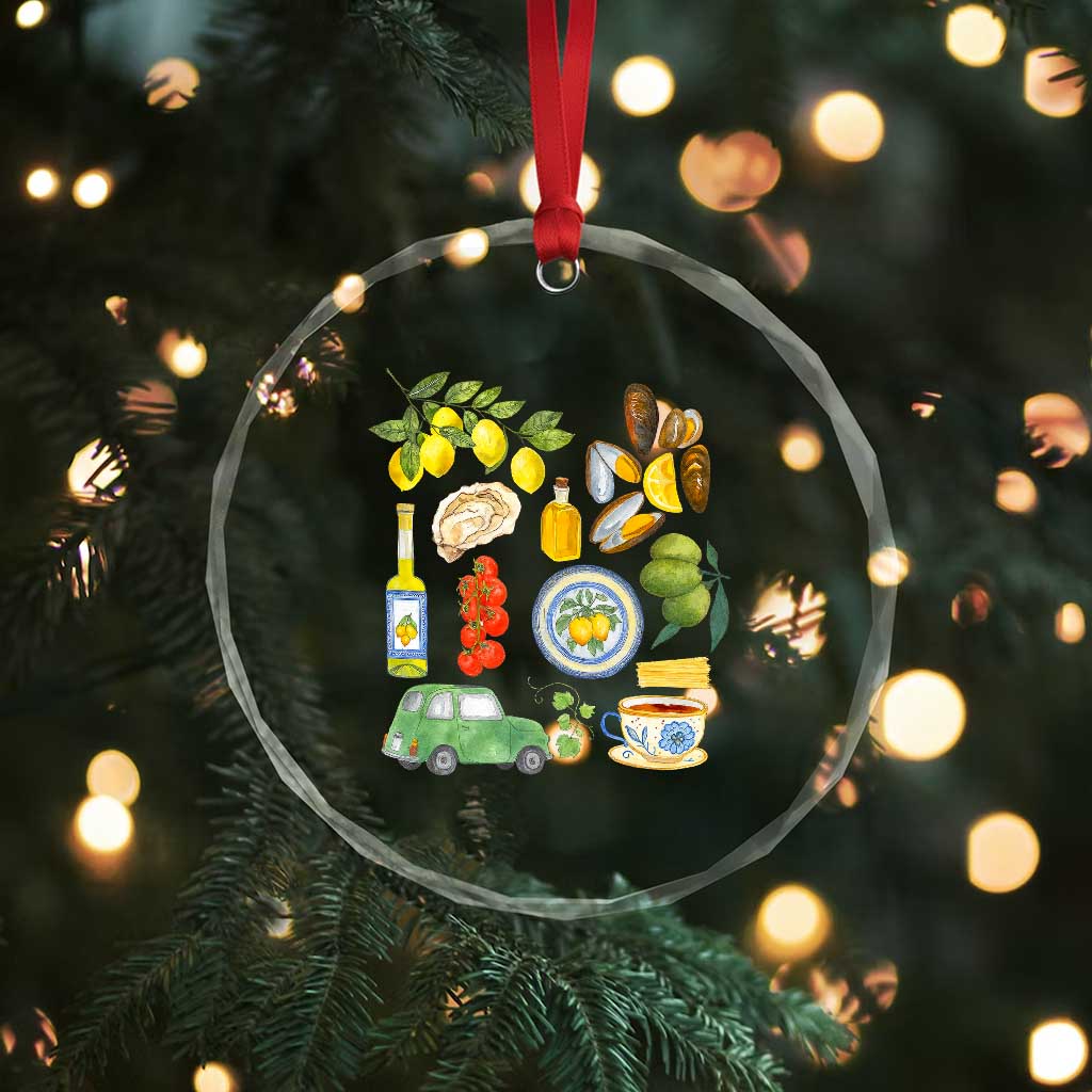 Italian Summer Scrapbook Crystal Glass Ornament Limoncello Seafood Coastal Italy La Dolce Vita TS02