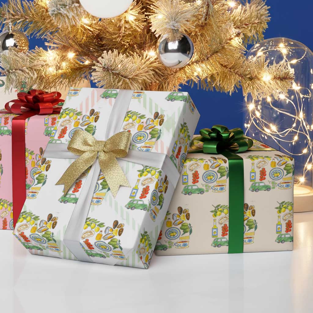 Italian Summer Scrapbook Wrapping Paper Roll Limoncello Seafood Coastal Italy La Dolce Vita - Wonder Print Shop