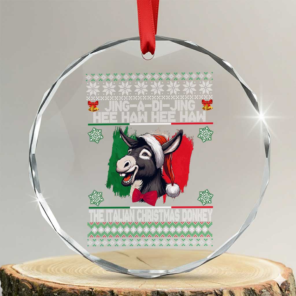 Italian Xmas Donkey Crystal Glass Ornament Funny Jing A Di Jing Hee Haw Italy Flag - Wonder Print Shop