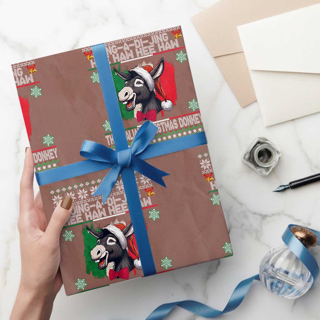 Italian Xmas Donkey Wrapping Paper Roll Funny Jing A Di Jing Hee Haw Italy Flag