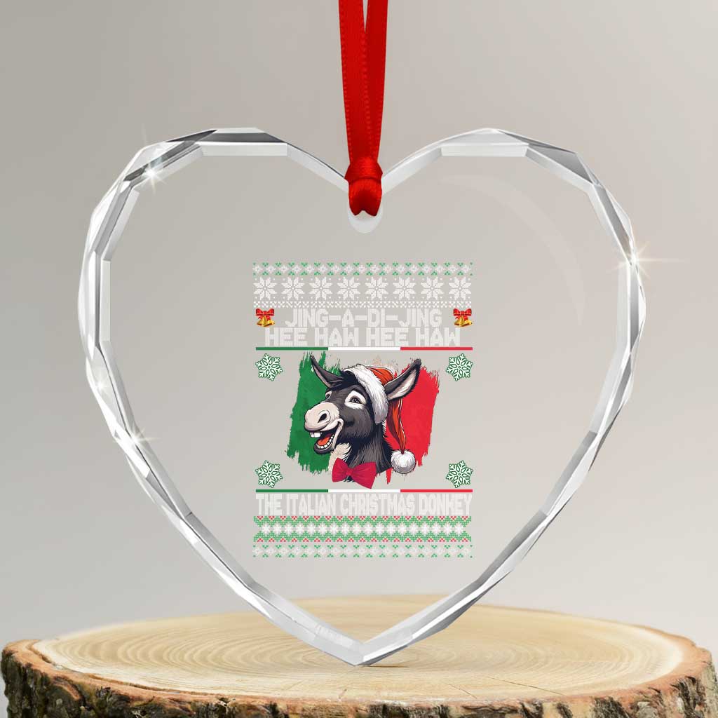 Italian Xmas Donkey Heart Crystal Glass Ornament Funny Jing A Di Jing Hee Haw Italy Flag - Wonder Print Shop
