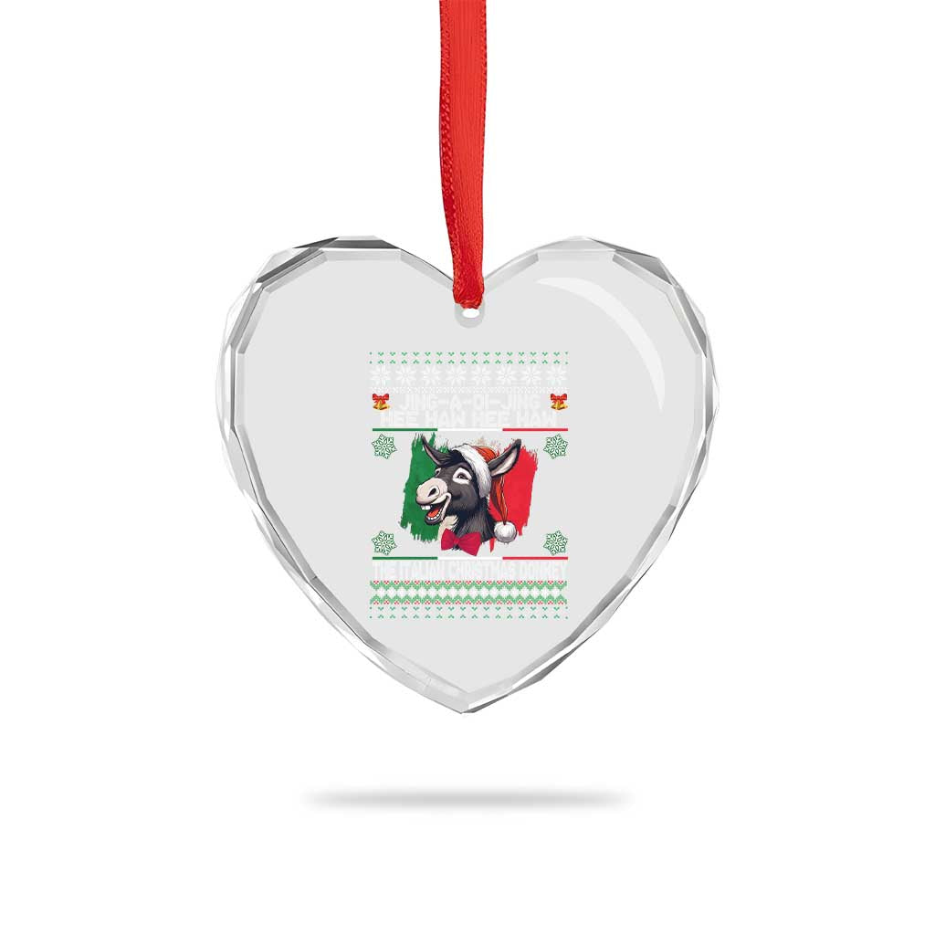 Italian Xmas Donkey Heart Crystal Glass Ornament Funny Jing A Di Jing Hee Haw Italy Flag - Wonder Print Shop