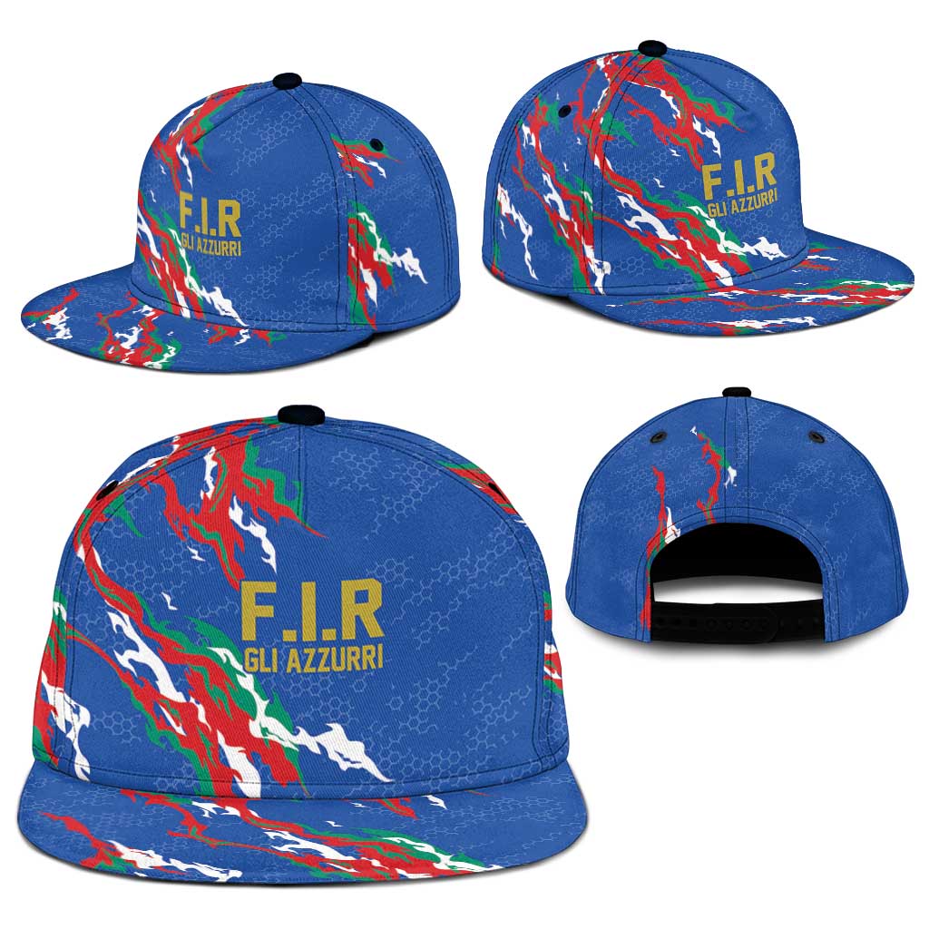Italy Rugby Pride Snapback Cap Gli Azzurri Flame Fire Style