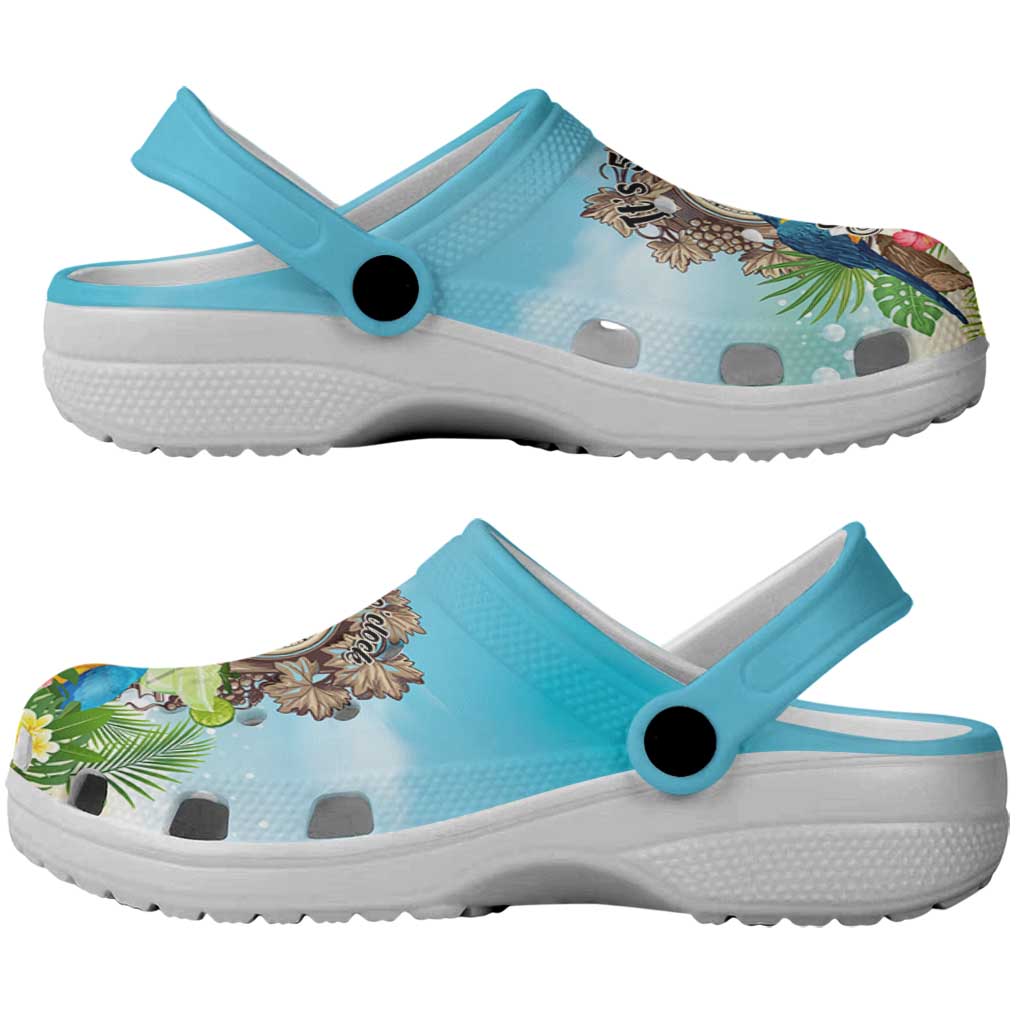 It's 5 o'clock Somewhere Clogs Shoes Hawaiian Tropical Parrots - Wonder Print Shop