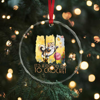 Its A Good Day To Crochet Crystal Glass Ornament Cute Cat Chasing Yarn TS12