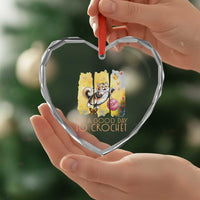 It’s A Good Day To Crochet Heart Crystal Glass Ornament Cute Cat Chasing Yarn - Wonder Print Shop