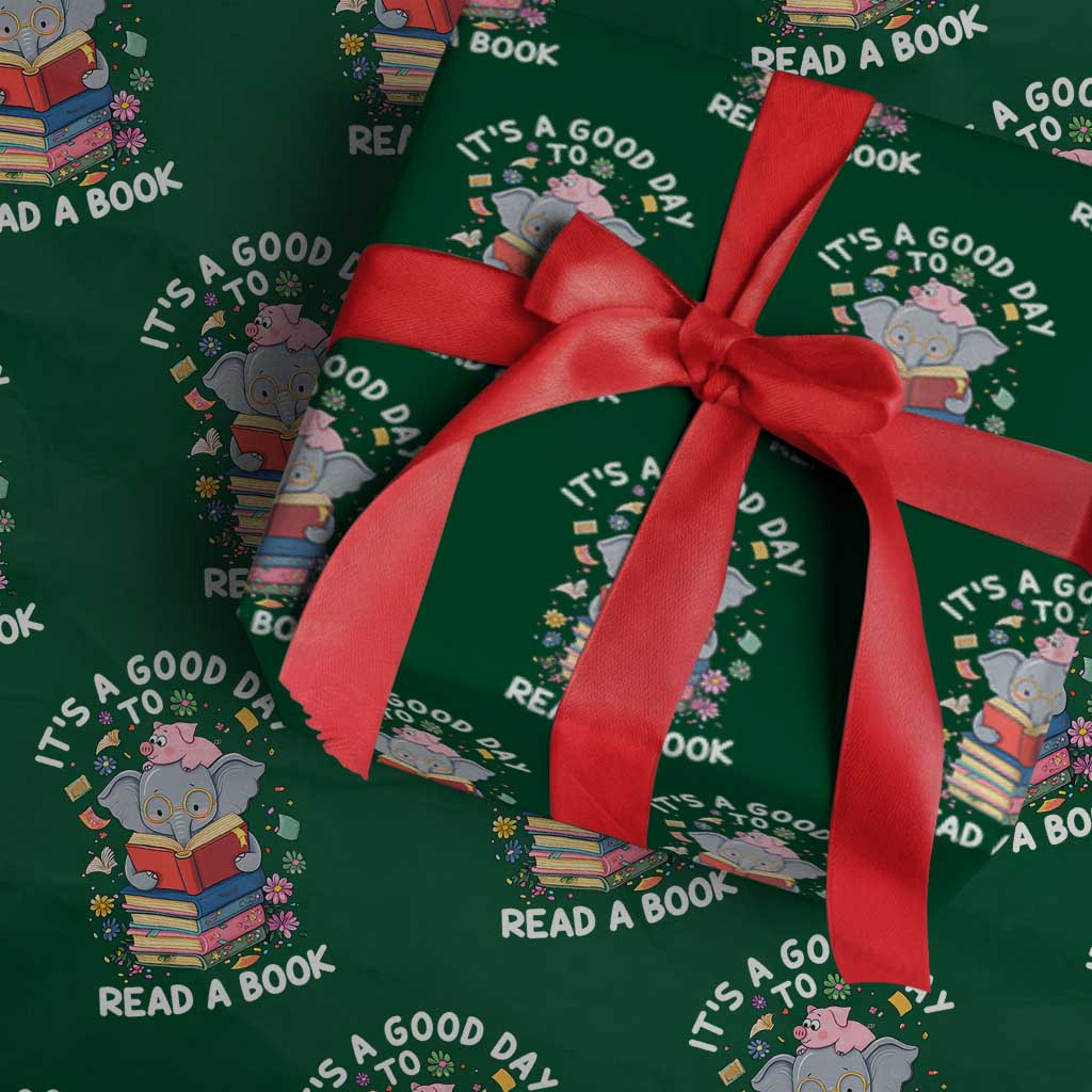 Its A Good Day To Read Book Wrapping Paper Roll Cute Elephant Reading Across America - Wonder Print Shop