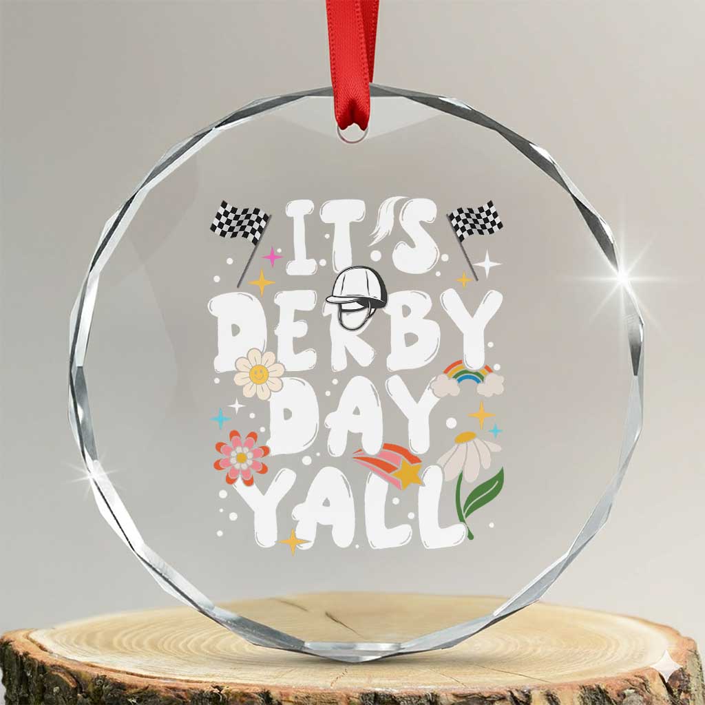 It's Derby Day Y'All Crystal Glass Ornament Retro Groovy KY Horse Racing