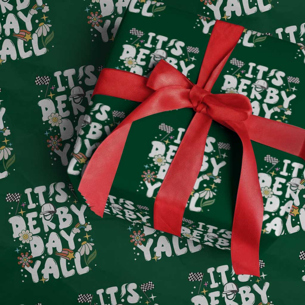 It's Derby Day Y'All Wrapping Paper Roll Retro Groovy KY Horse Racing